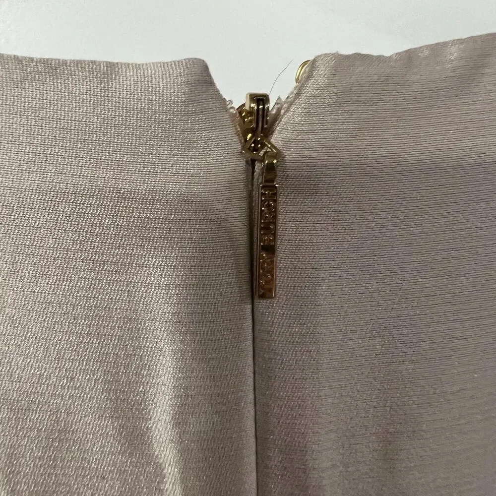 Tory Burch Size 8 Dress‎ Jessie Silk Embellished Beaded Beige Cap Sleeve Women's